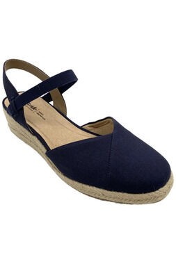 BZEE Women's Pillar Espadrille Wedge Sandal Navy - Wide